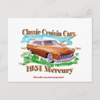 Classic Cruisin Cars 1951 Quecksilber Postkarte