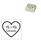 Classic Cursive Couple Wedding Name Heart Kontur Gummistempel (Stempel)