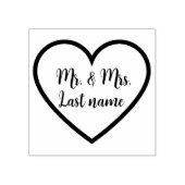 Classic Cursive Couple Wedding Name Heart Kontur Gummistempel (Prägung)
