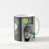 Classic Custom 6 Foto Collage Monogram Mint Green Kaffeetasse (VorderseiteRechts)