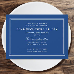 Classic Custom Age Birthday Triple Border Blue Einladung