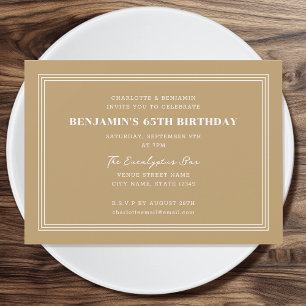 Classic Custom Age Birthday Triple Border Gold Einladung