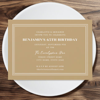 Classic Custom Age Birthday Triple Border Gold Einladung