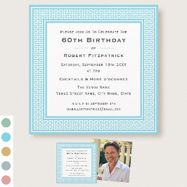 Classic Custom Age Foto Geburtstagsparty Blue Einladung