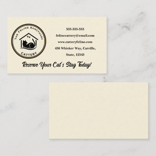 Classic Custom Cattery Business Card Visitenkarte (Vorne/Hinten)