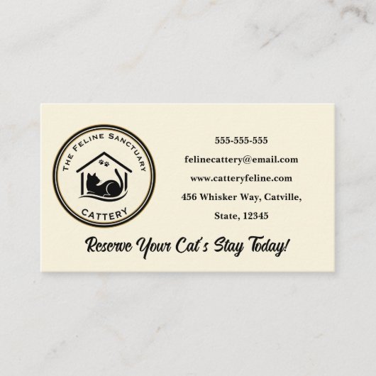 Classic Custom Cattery Business Card Visitenkarte (Vorderseite)