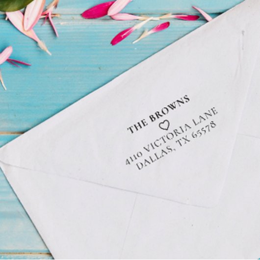 Classic Custom Family ReturnAddress Simple Heart Gummistempel