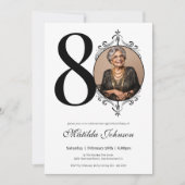 Classic Custom Foto Schwarz und Weiß 80. Geburtsta Einladung (Vorderseite)