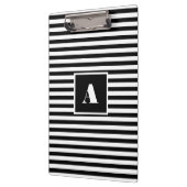 Classic Custom Initials Schwarz und Weiß Streifen Klemmbrett (Links)