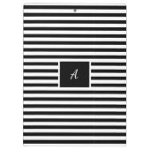 Classic Custom Initials Schwarz und Weiß Streifen Klemmbrett (Rückseite)