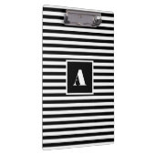 Classic Custom Initials Schwarz und Weiß Streifen Klemmbrett (Rechts)