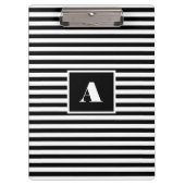 Classic Custom Initials Schwarz und Weiß Streifen Klemmbrett (Vorderseite)