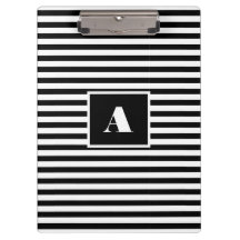 Classic Custom Initials Schwarz und Weiß Streifen