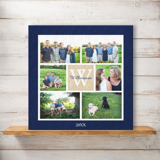 Classic Custom Monogram Family Foto Collage Leinwanddruck