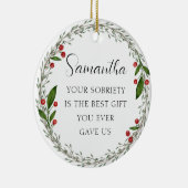 Classic Custom Sobriety Meilenstein Sober Weihnach Keramik Ornament (Rechts)