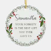 Classic Custom Sobriety Meilenstein Sober Weihnach Keramik Ornament (Vorne)