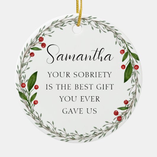 Classic Custom Sobriety Meilenstein Sober Weihnach Keramik Ornament (Vorne)