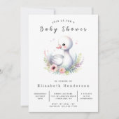 Classic Custom Swan Baby Shower Einladung (Vorderseite)