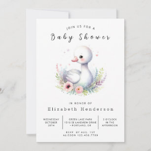 Classic Custom Swan Baby Shower Einladung