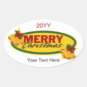 Classic Custom Text Merry Christmas Oval Sticker (Vorderseite)