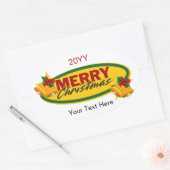 Classic Custom Text Merry Christmas Oval Sticker (Umschlag)