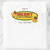 Classic Custom Text Merry Christmas Oval Sticker (Tasche)