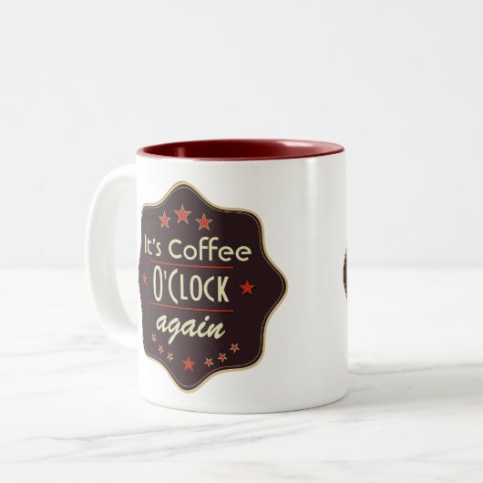 Classic Custom Text Retro Label Zweifarbige Tasse (Vorderseite Links)
