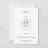 Classic Cute Floral Peonies Bunch in Gray & Pink RSVP Karte (Vorderseite)