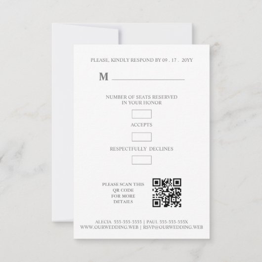 Classic Cute Floral Peonies Bunch in Gray & Pink RSVP Karte (Rückseite)