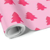 Classic Cute Hot Pink Christmas Trees on Pink Geschenkpapier (Rolleneckpunkt)