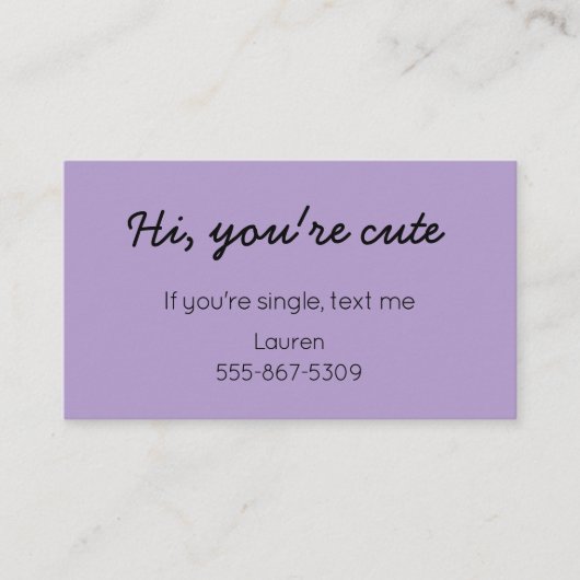 Classic Cutie - Dating "Call Me" Card Telefonnummerkarte (Vorderseite)