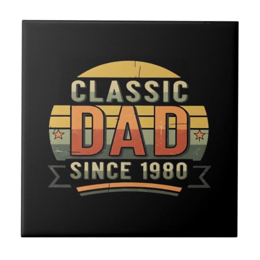 Classic Dad Since 1980 Vintage Retro Fliese (Vorderseite)