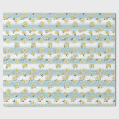 Classic Daisis und Classic Stripe Light Blue Geschenkpapier (Flach)