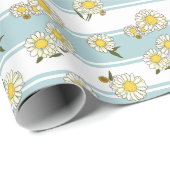 Classic Daisis und Classic Stripe Light Blue Geschenkpapier (Rolleneckpunkt)