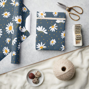 Classic Daisy Floral White Yellow Daisies Geschenkpapier