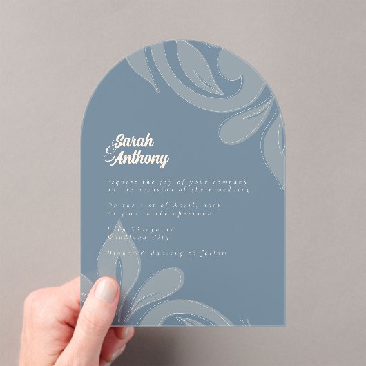 Classic Damask Aquamarin Hochzeitsakryllische Einl Acryleinladungen (Insitu (Handheld))