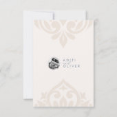 Classic Damask Aquamarines Foto Hochzeit RSVP (Rückseite)