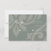Classic Damask Earthy Olive Foto Wedding RSVP (Vorderseite)