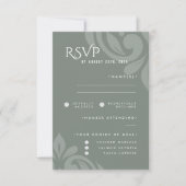 Classic Damask Earthy Sage Foto Wedding RSVP (Vorderseite)
