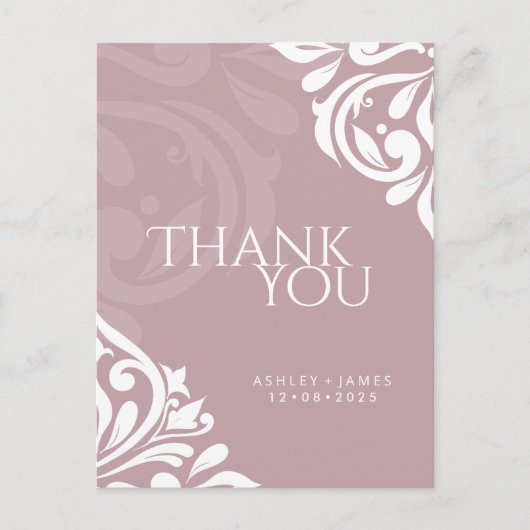 Classic Damask Elegant Pale Pink Wedding Vielen Da Postkarte (Vorderseite)