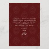 Classic Damask Elegant Script Valentines Day Card (Rückseite)
