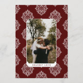 Classic Damask Elegant Script Valentines Day Card (Vorderseite)