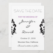Classic Damask Exklusive Hochzeitseinladung Save The Date (Vorne/Hinten)