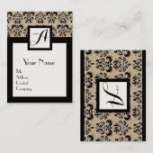 CLASSIC DAMASK FLORAL SQUARE MONOGRAMM Kraft Paper Visitenkarte (Vorne/Hinten)