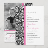 Classic Damask Foto Hochzeit Einladung (Vorne/Hinten)