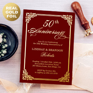 Classic Damask Frame Rokoko Hochzeitstag Folieneinladung