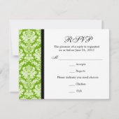 Classic Damask Green RSVP Card (Vorderseite)