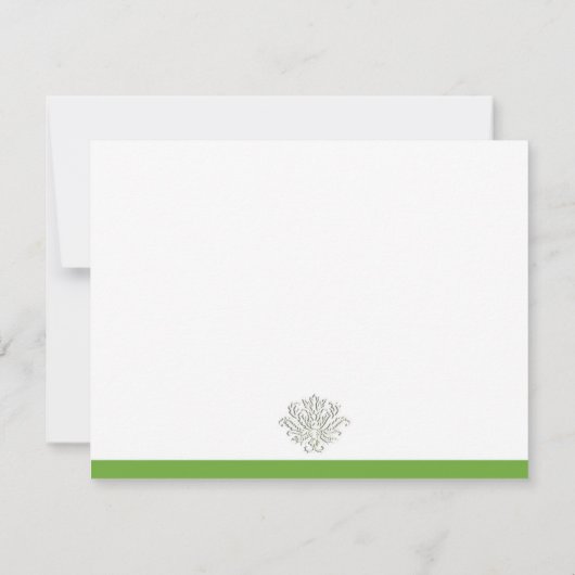 Classic Damask Green RSVP Card (Rückseite)