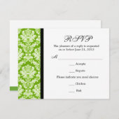 Classic Damask Green RSVP Card (Vorne/Hinten)