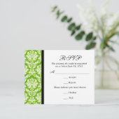 Classic Damask Green RSVP Card Karte (Stehend Vorderseite)
